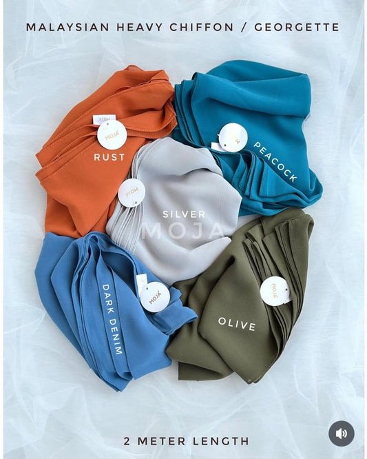Moja Malaysian Heavy Chiffon Hijabs | Al Kiswa Hijabs